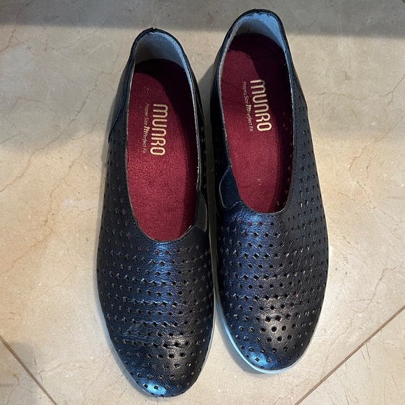 Munro Shoes - Munro Women's Perforated Black Flats